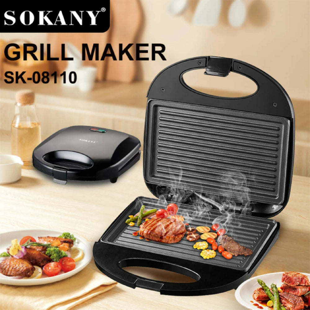 Sanduchera Sokany SK-08110 De 800W Con Placas Antiadherentes