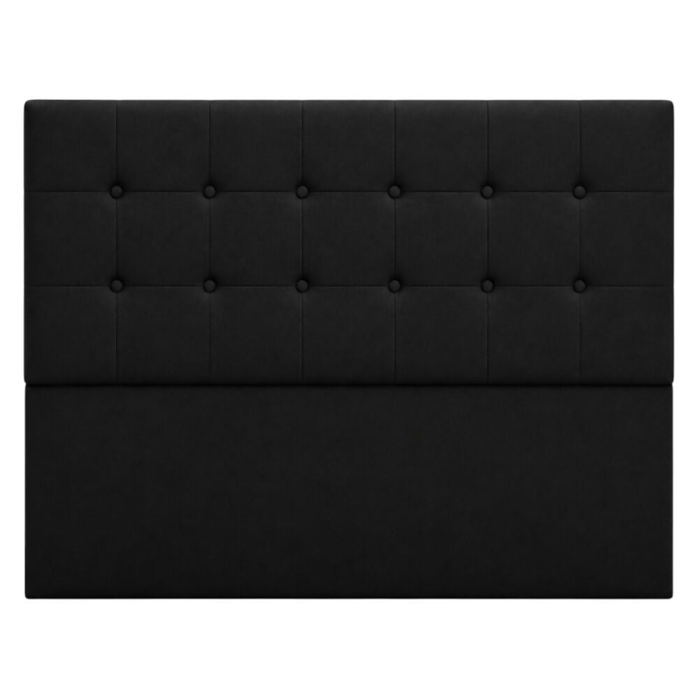 Cabecero Doble 140x60+55 Cuadros Grandes Negro Tela