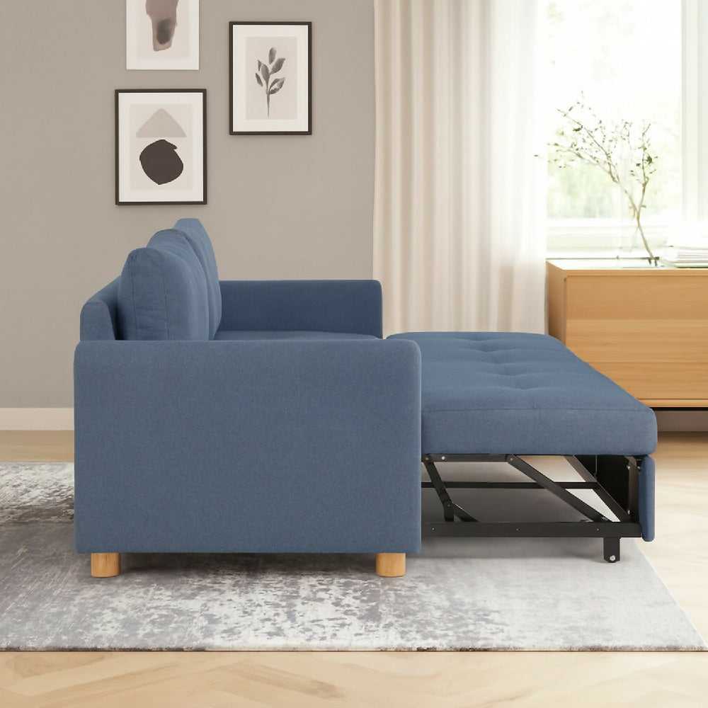 Sofa Cama Cajon Dominica 2 Puestos Tela Azul