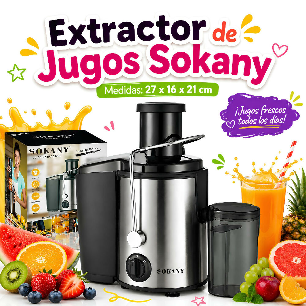 Extractor De Jugos Eléctrico Sokany De Alta Potencia Y Acero Inoxidable