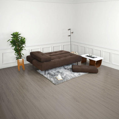 Sofa Cama Siberia Chocolate y Mesa de Centro Ark Blanco