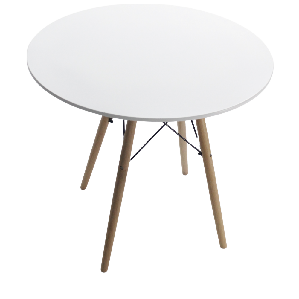 Mesa Eames Redonda Blanca en Madera