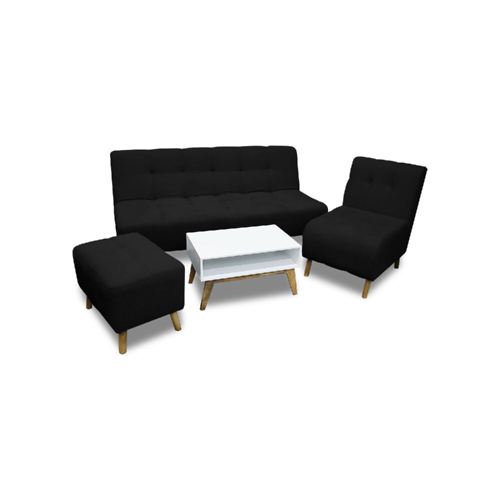 Sala Milán Negro + Mesa de Centro