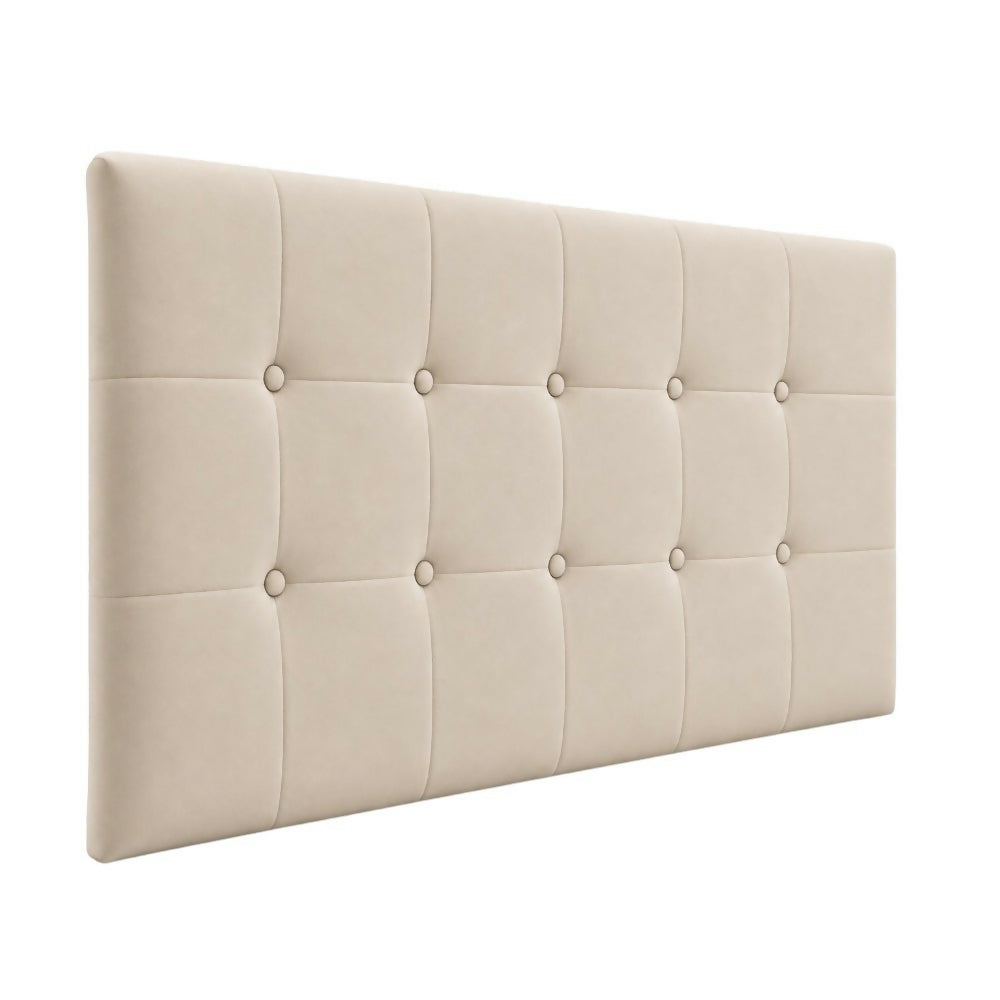 Cabecero King 200x60 Cuadros Grandes Beige Tela