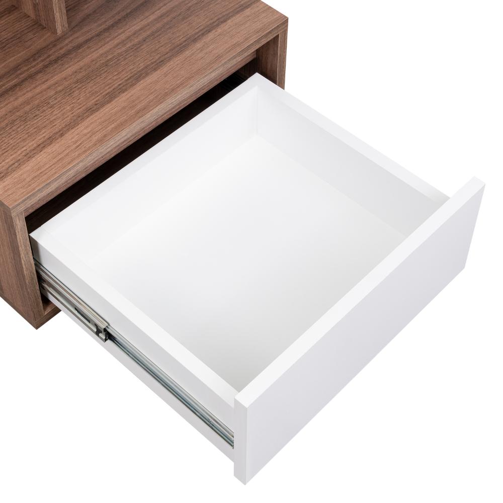 Mesa de Noche Mike, Avellana y Blanco Duqueza, Con Un Cajón Multiusos