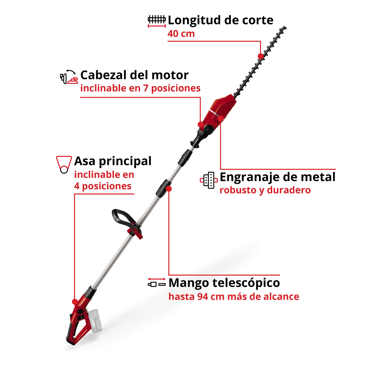 Cortasetos Telescópica Inalámbrica Einhell Ge-hh 18/45 Li Solo