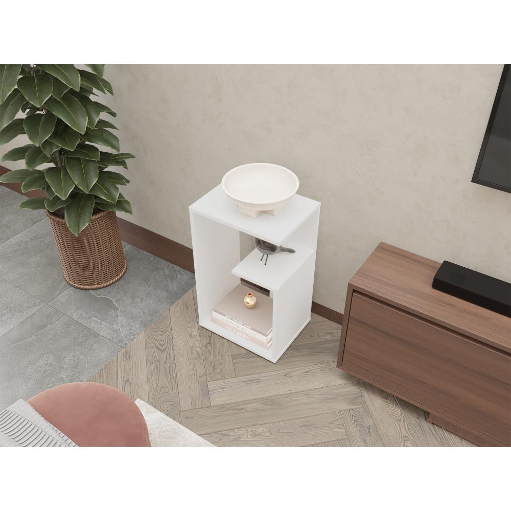 Mesa de Noche Evert, Blanco Duqueza Y Blanco Kronos, con diseño moderno y espacio para ubicar objetos ZF