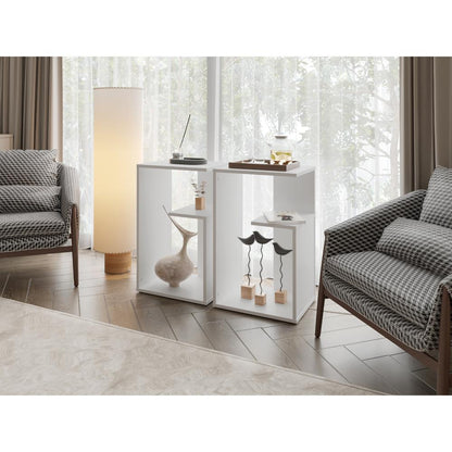 Mesa de Noche Evert, Blanco Duqueza Y Blanco Kronos, con diseño moderno y espacio para ubicar objetos ZF
