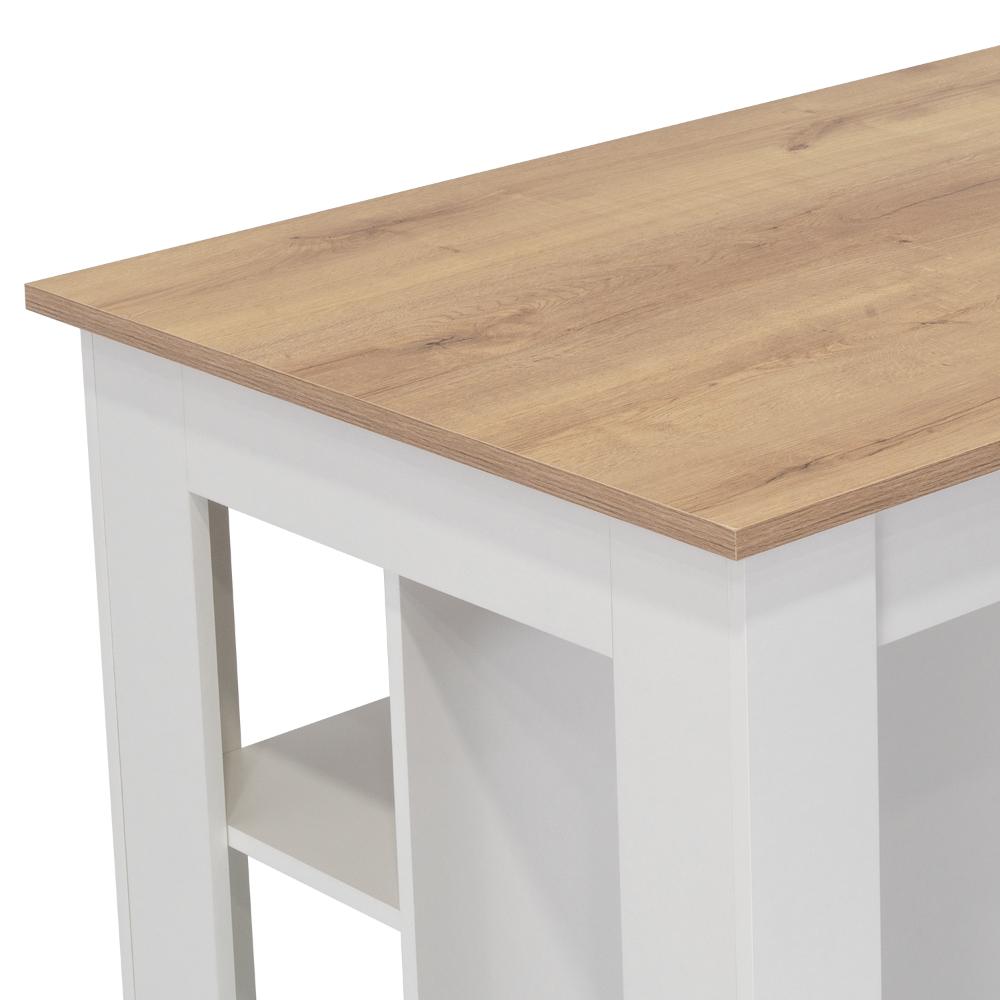 Barra de Cocina Cala, Blanco Duqueza y Café Claro, con Amplia Superficie En La Mesa