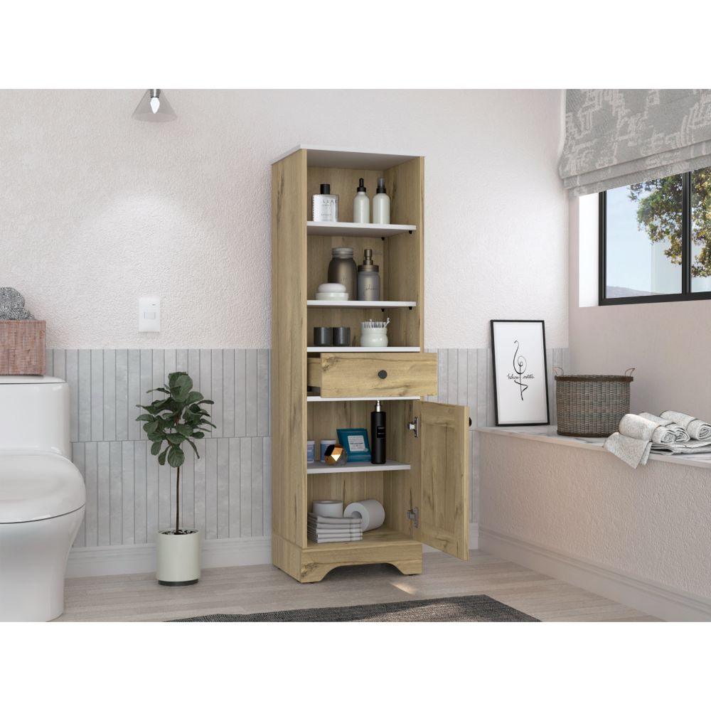 Gabinete de Baño Aqua 2, Café Claro y Blanco, con Variedad De Entrepaños X2