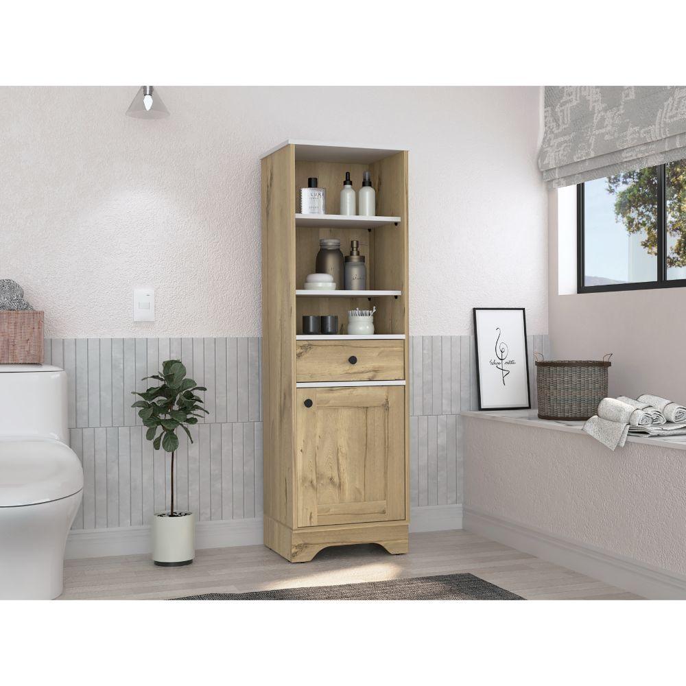 Gabinete de Baño Aqua 2, Café Claro y Blanco, con Variedad De Entrepaños X2