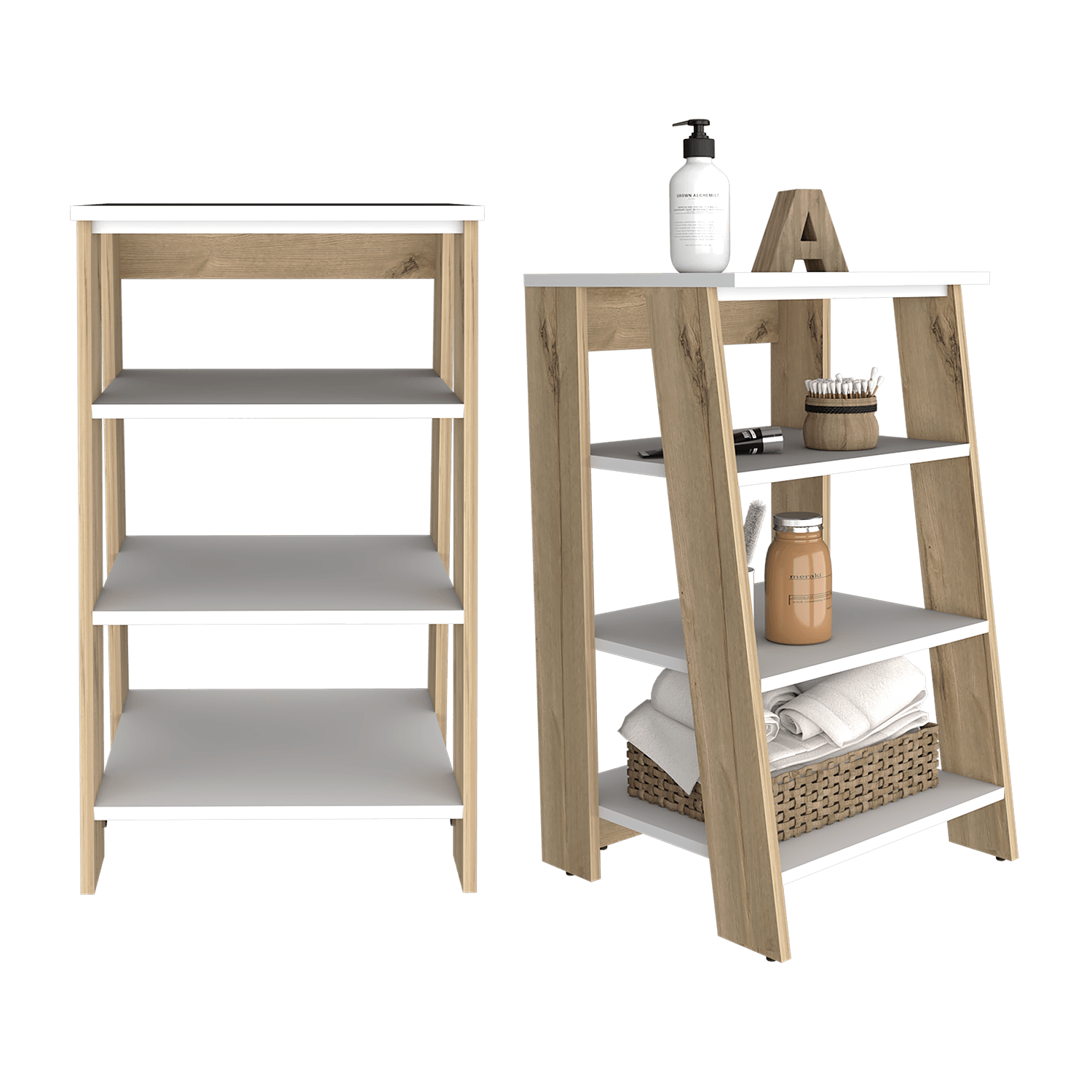 Gabinete de Baño Aqua 3 Pequeño, Café Claro y Blanco, Con Variedad De Entrepaños X2