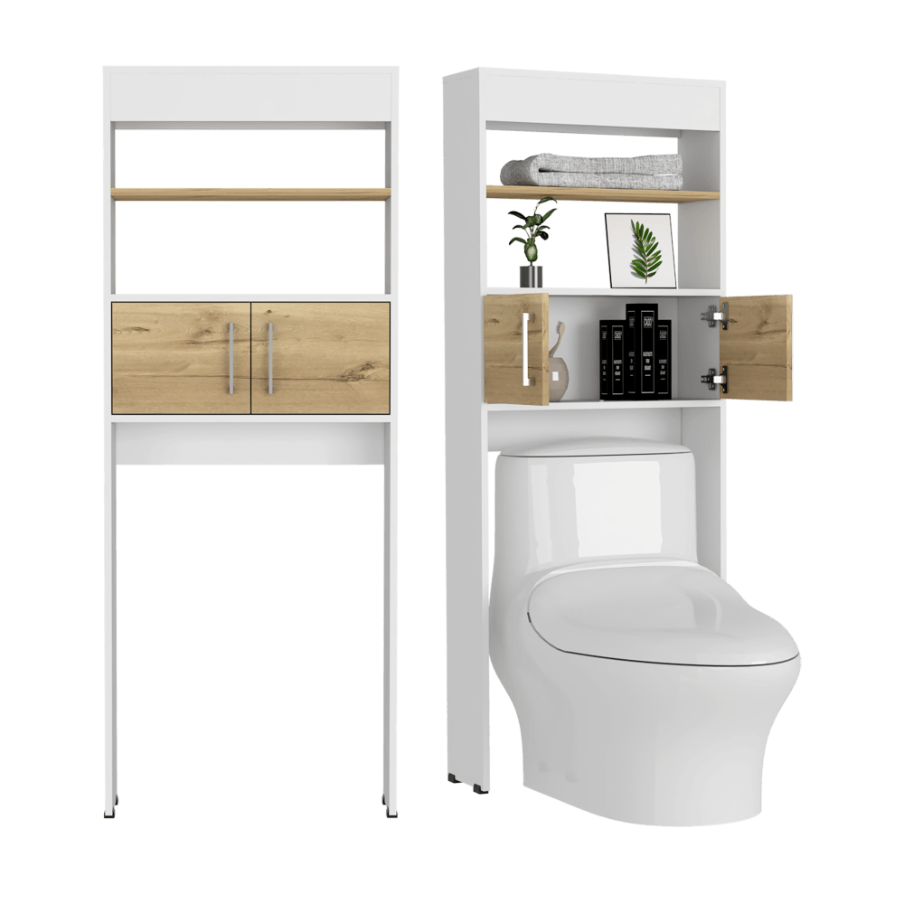 Gabinete de Baño Aqua 5, Café Claro y Blanco Duqueza , con Dos Puertas Para Su Almacenamiento X2