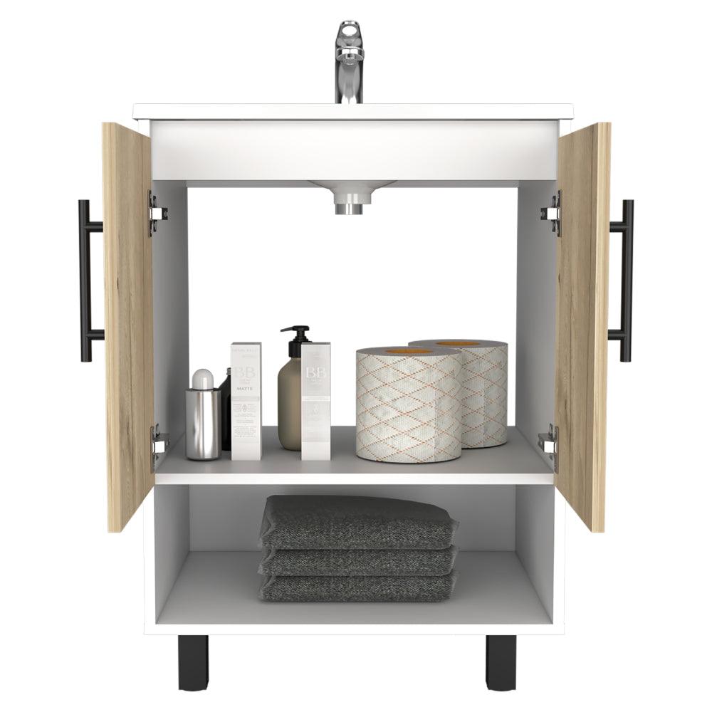 Mueble para Lavamanos Aqua, Blanco Duqueza y Café Claro, Incluye Lavamanos