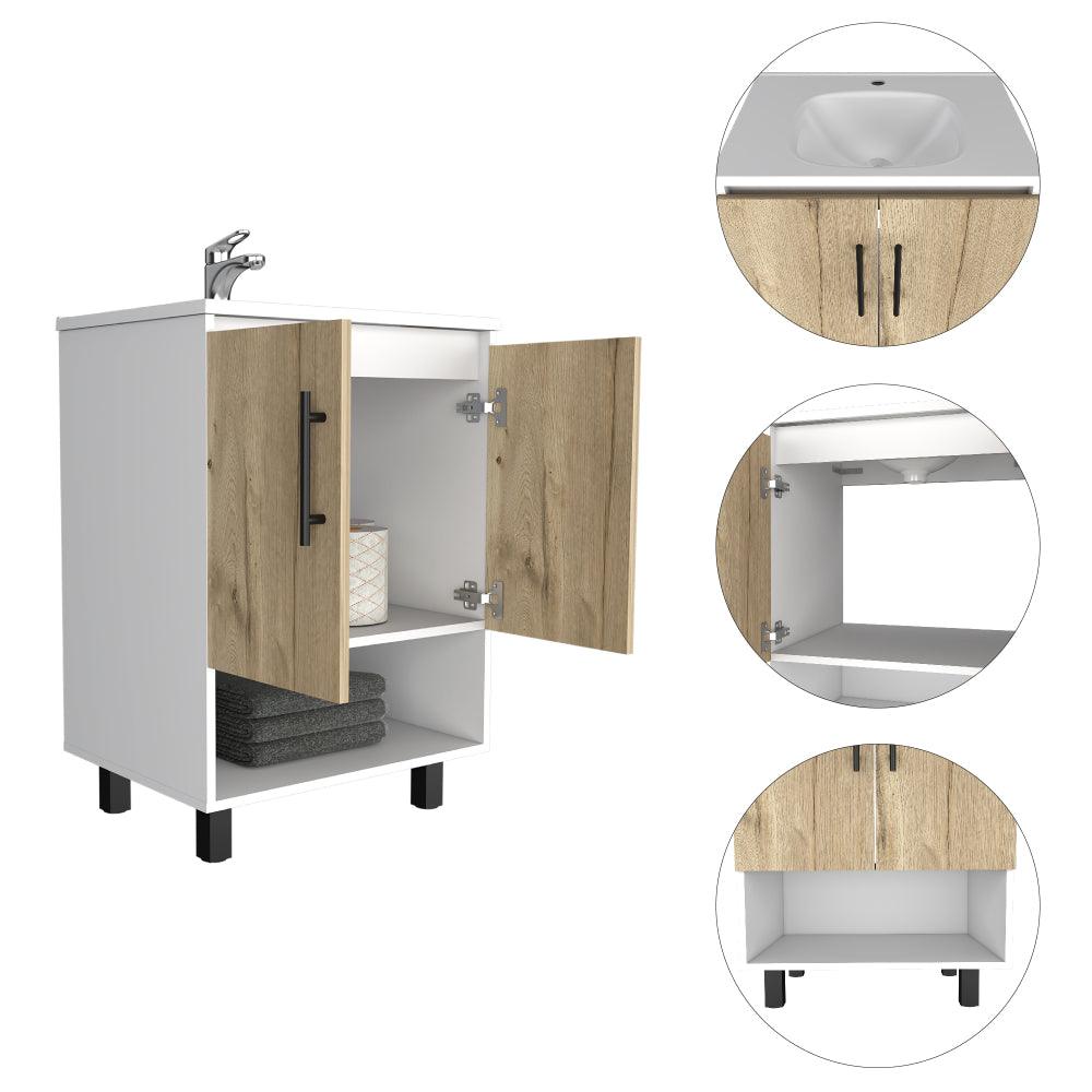Mueble para Lavamanos Aqua, Blanco Duqueza y Café Claro, Incluye Lavamanos