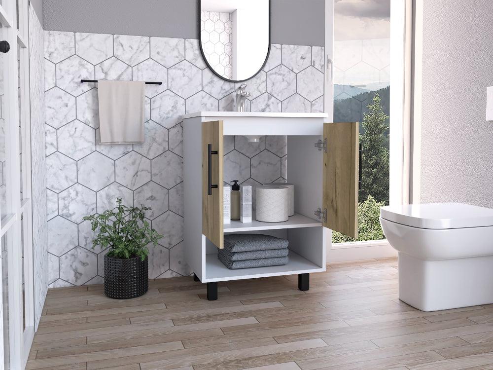 Mueble para Lavamanos Aqua, Blanco Duqueza y Café Claro, Incluye Lavamanos