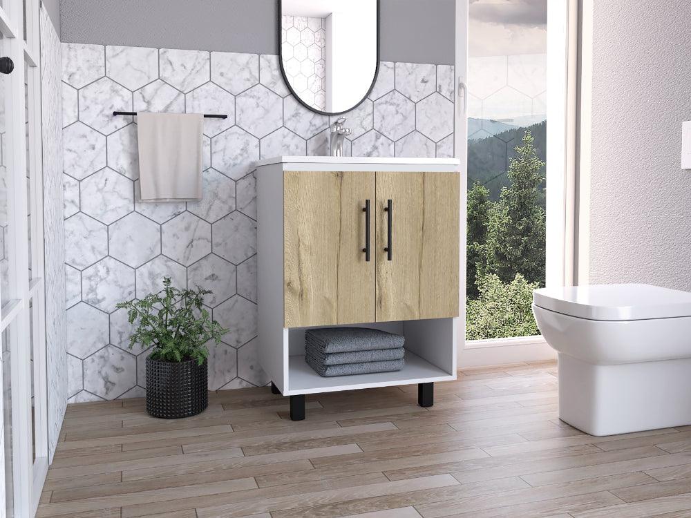 Mueble para Lavamanos Aqua, Blanco Duqueza y Café Claro, Incluye Lavamanos