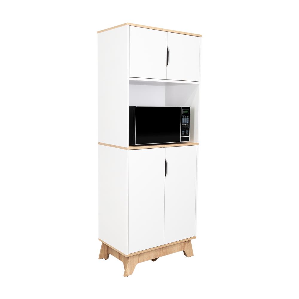 Modúlo Microondas Alto Austurial, Blanco y Café Claro, con cuatro puertas