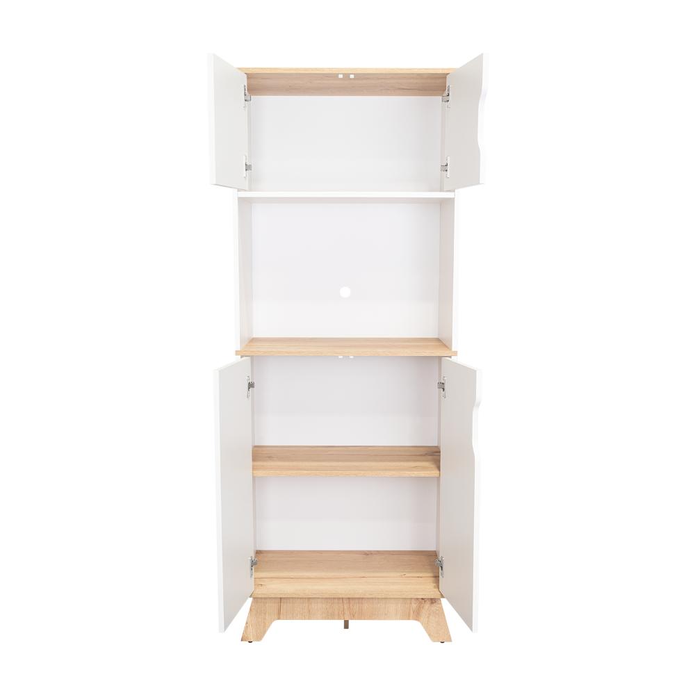 Modúlo Microondas Alto Austurial, Blanco y Café Claro, con cuatro puertas