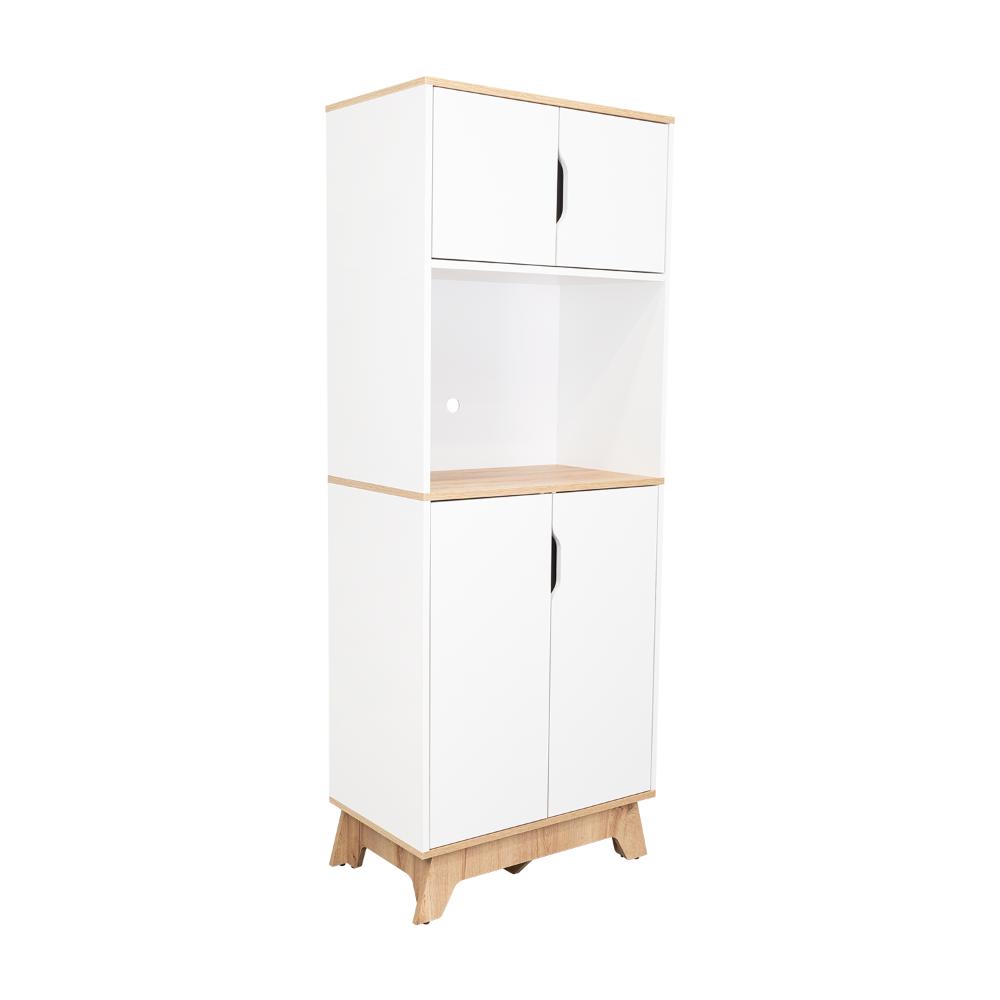 Modúlo Microondas Alto Austurial, Blanco y Café Claro, con cuatro puertas