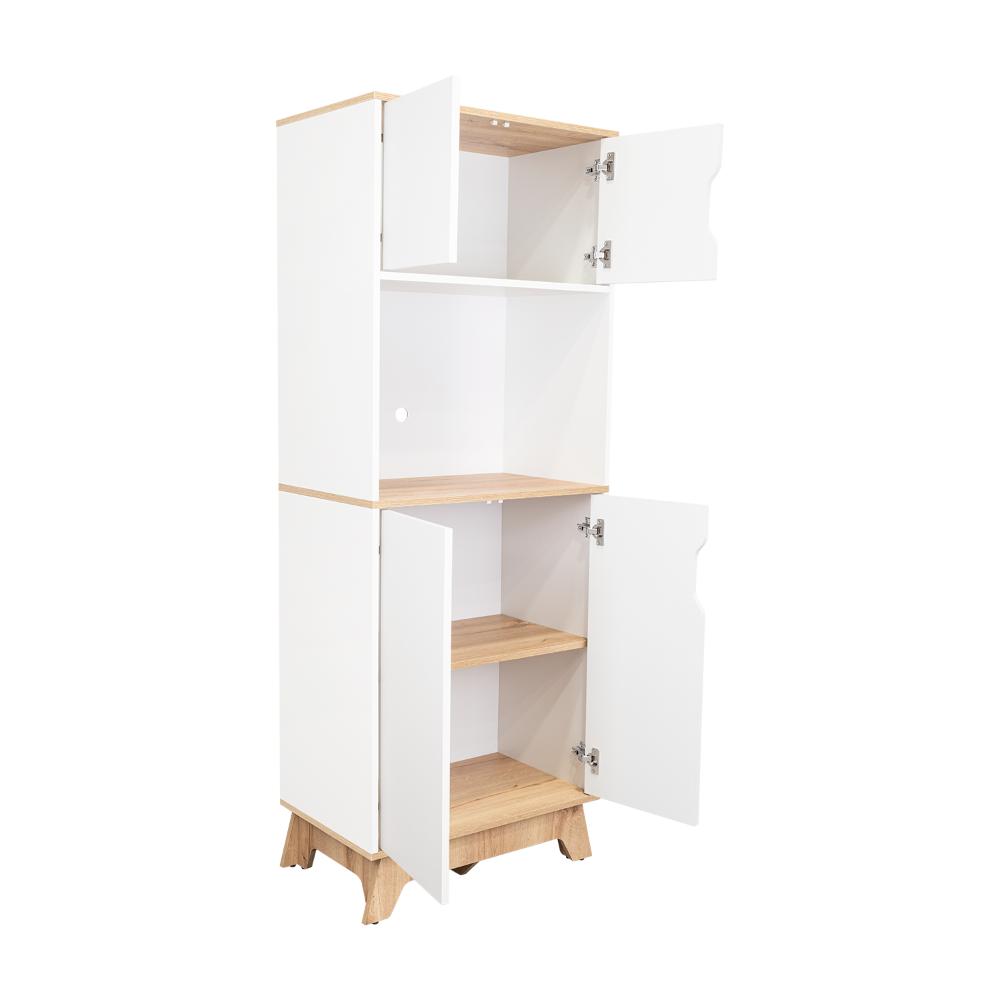 Modúlo Microondas Alto Austurial, Blanco y Café Claro, con cuatro puertas