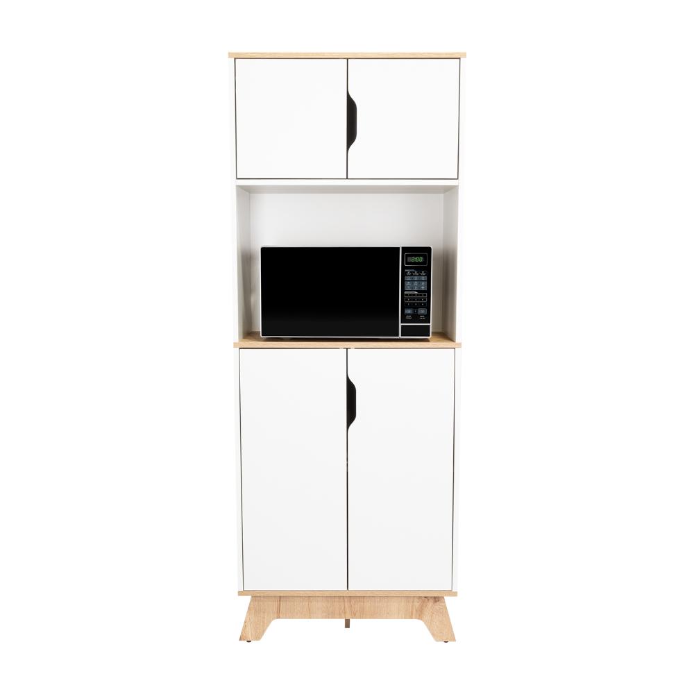 Modúlo Microondas Alto Austurial, Blanco y Café Claro, con cuatro puertas