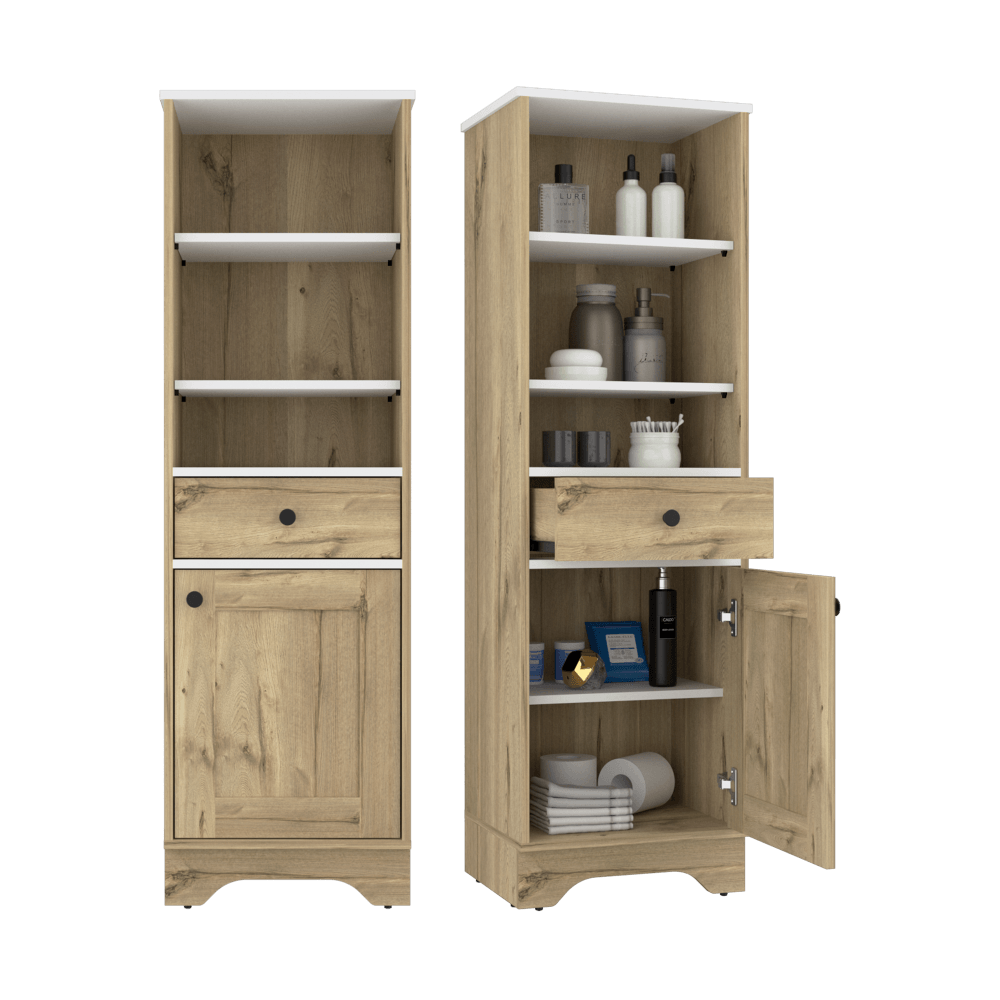 Organizador Malaga, Blanco y Café Claro, Con Una Puerta Y Un Cajón X2