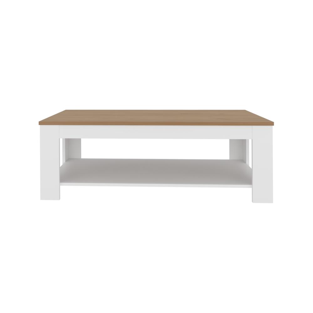 Mesa de Centro Sensi, Blanco Duqueza y Fresno Europeo, con diseño moderno ZF
