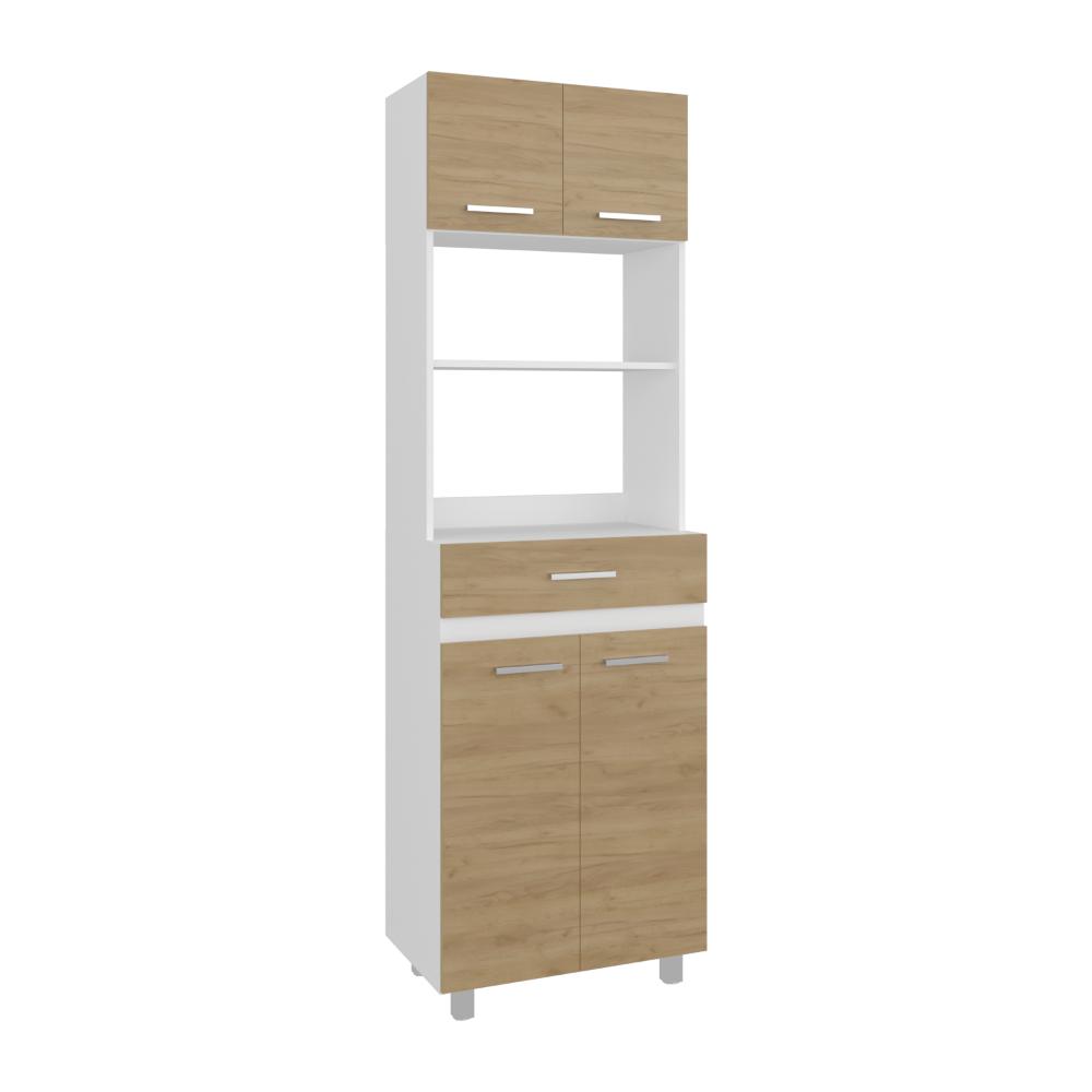 Modulo Microondas Eris, Fresno Europeo y Blanco Duqueza, con cuatro puertas abatible ZF