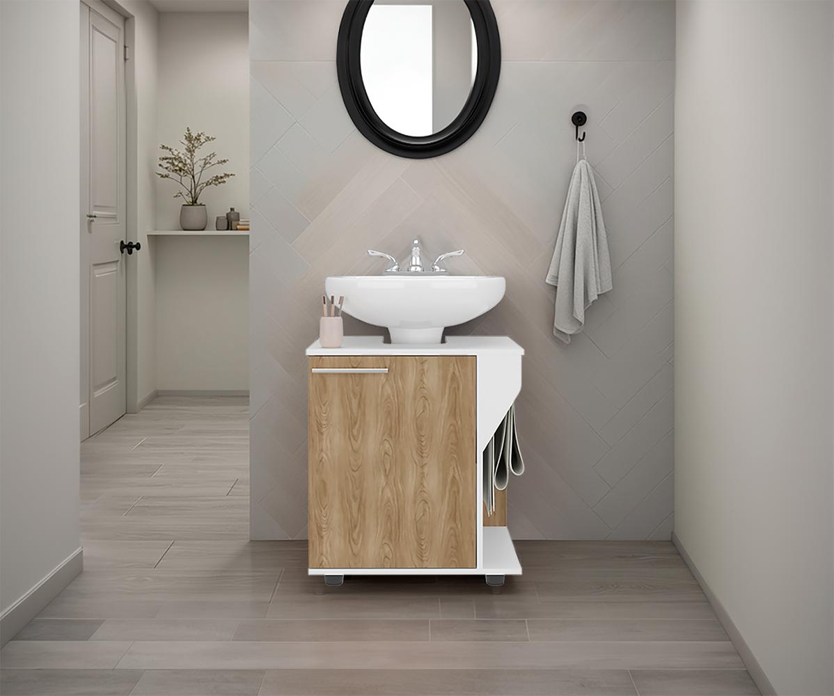 Mueble para Lavamanos Pili, Blanco Duqueza y Fresno Europeo, No Incluye Lavamanos