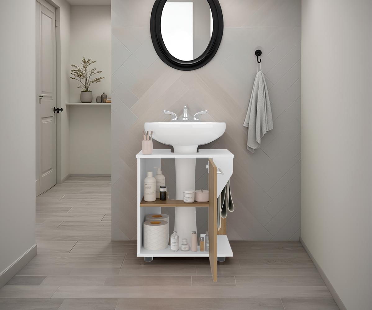 Mueble para Lavamanos Pili, Blanco Duqueza y Fresno Europeo, No Incluye Lavamanos