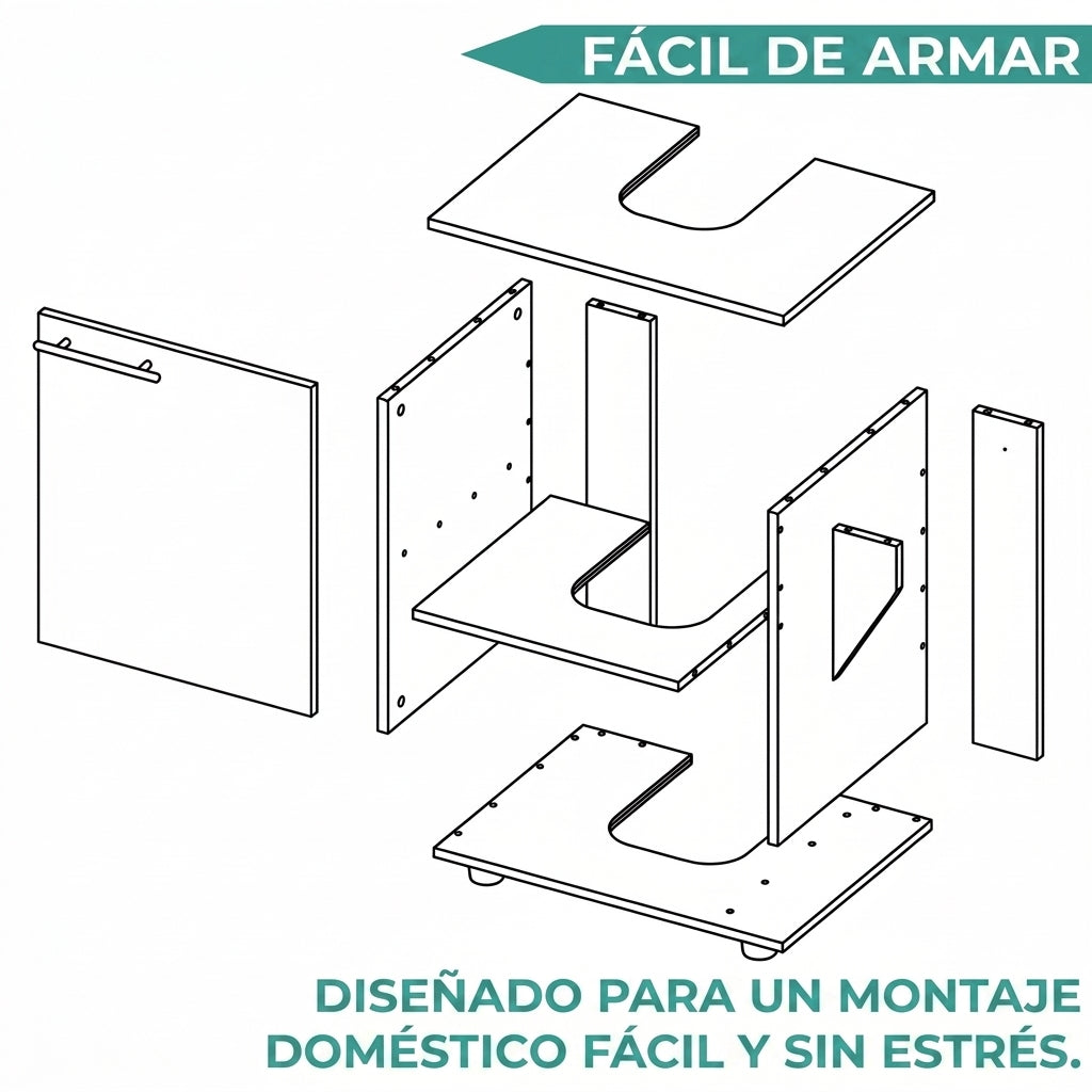 Mueble Para Lavamanos Pili, Kronos Blanco y Kronos Fresno, No incluye Lavamanos ZF