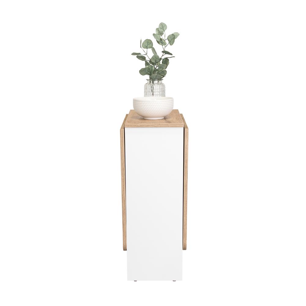 Mesa Auxiliar de Cocina Plegable Merida, Blanco y Macadamia, con Amplia Superficie