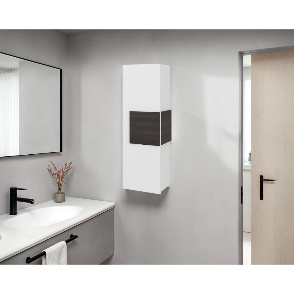 Gabinete de Baño Picasso, Kronos Blanco y Kronos Nogal, con Espacio Para Guardar Objetos de Aseo ZF