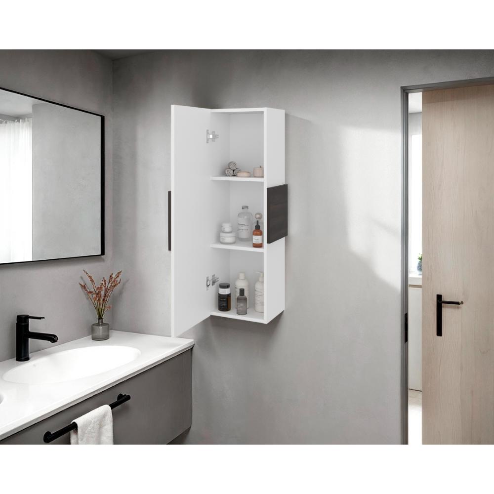 Gabinete de Baño Picasso, Kronos Blanco y Kronos Nogal, con Espacio Para Guardar Objetos de Aseo ZF
