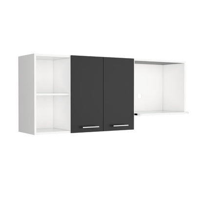 Gabinete Superior Creta, Blanco y Wengue, con Múltiples Entrepaños Para Almacenamiento