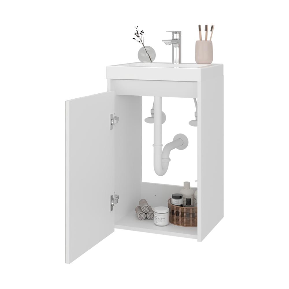 Mueble De Lavamanos Syra, Kronos Blanco Duqueza y Roble Natural, Con textura ranurada incluye lavamanos ZF