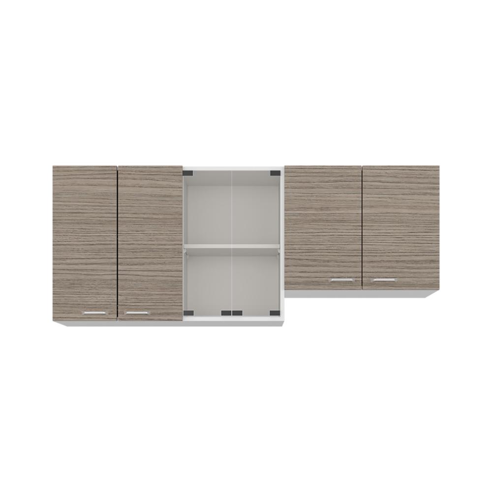 Gabinete Superior Lumina 150, Blanco Duqueza y Positano, con Cuatro Puertas Batientes