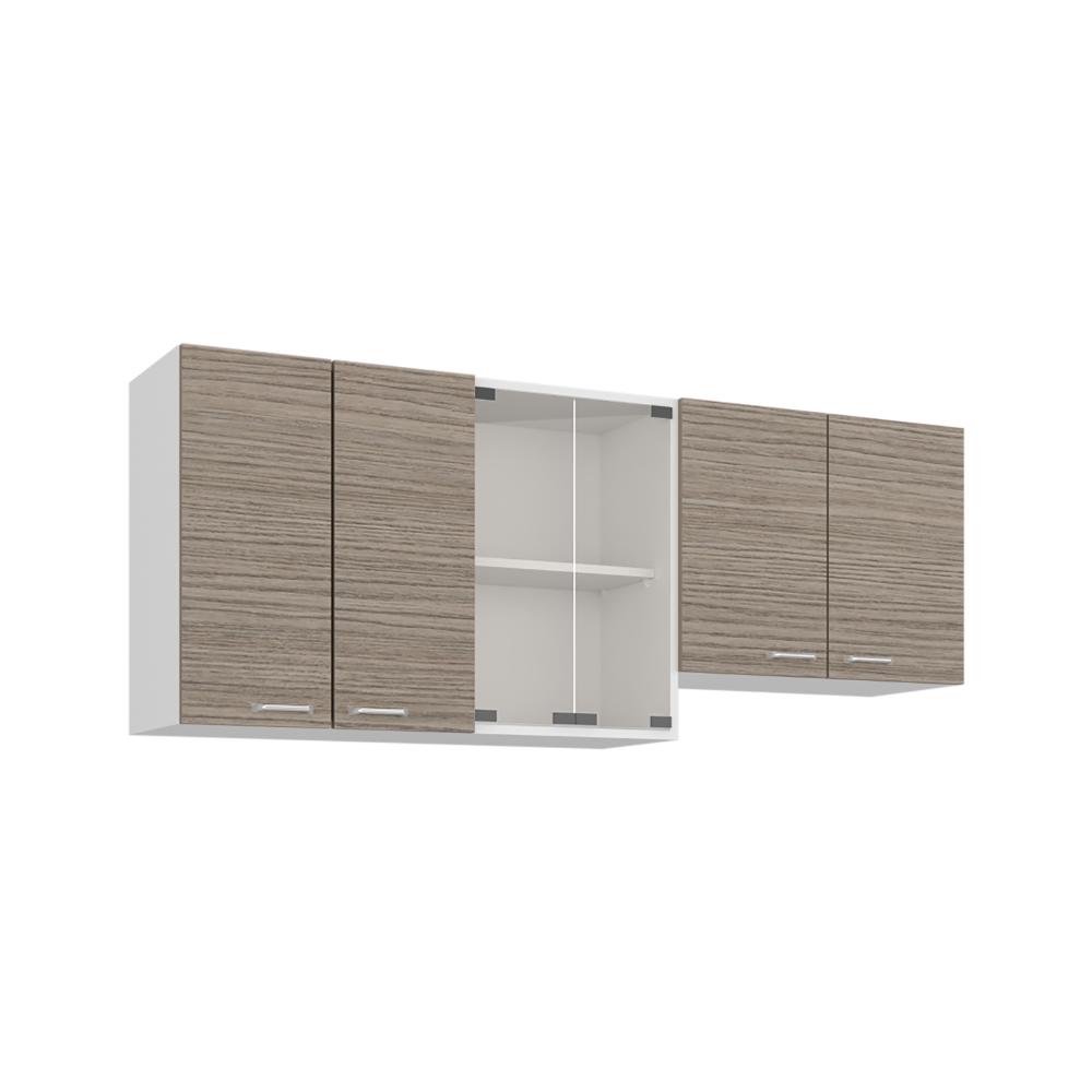 Gabinete Superior Lumina 150, Blanco Duqueza y Positano, con Cuatro Puertas Batientes