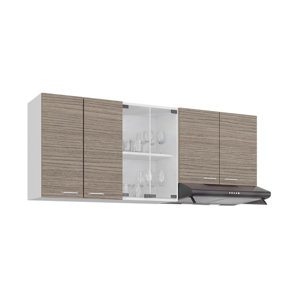 Gabinete Superior Lumina 150, Blanco Duqueza y Positano, con Cuatro Puertas Batientes