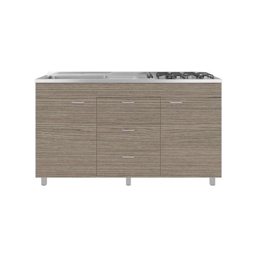 Gabinete Inferior Lumina 150, Blanco Duqueza y Positano, Incluye Mesón Izquierdo