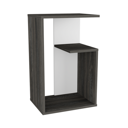Mesa Auxiliar Evert, Grafito y Blanco, con diseño moderno y espacio para ubicar objetos