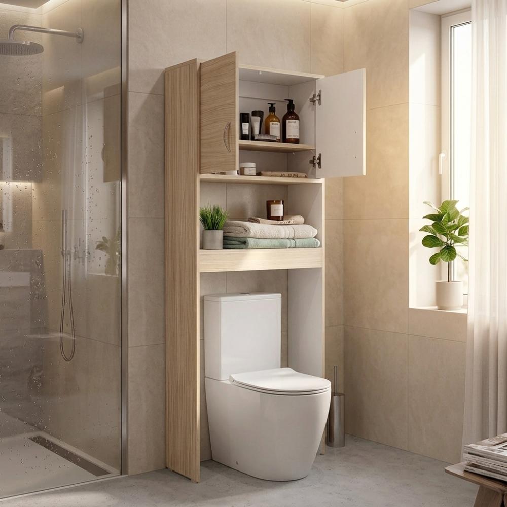 Gabinete de Baño Siena, Cartagena y Blanco, Ideal para Ahorrar Espacio