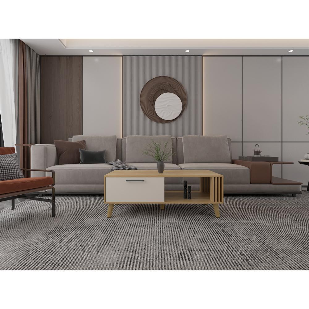 Mesa de Centro Vanez, Capri y Fresno Europeo, Fácil de Armar