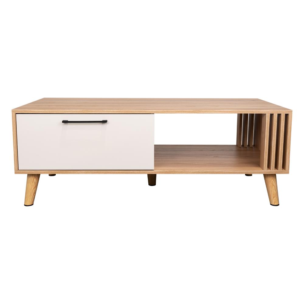 Mesa de Centro Vanez, Capri y Fresno Europeo, Fácil de Armar