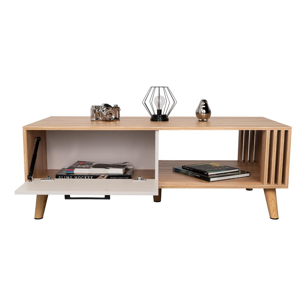 Mesa de Centro Vanez, Capri y Fresno Europeo, Fácil de Armar