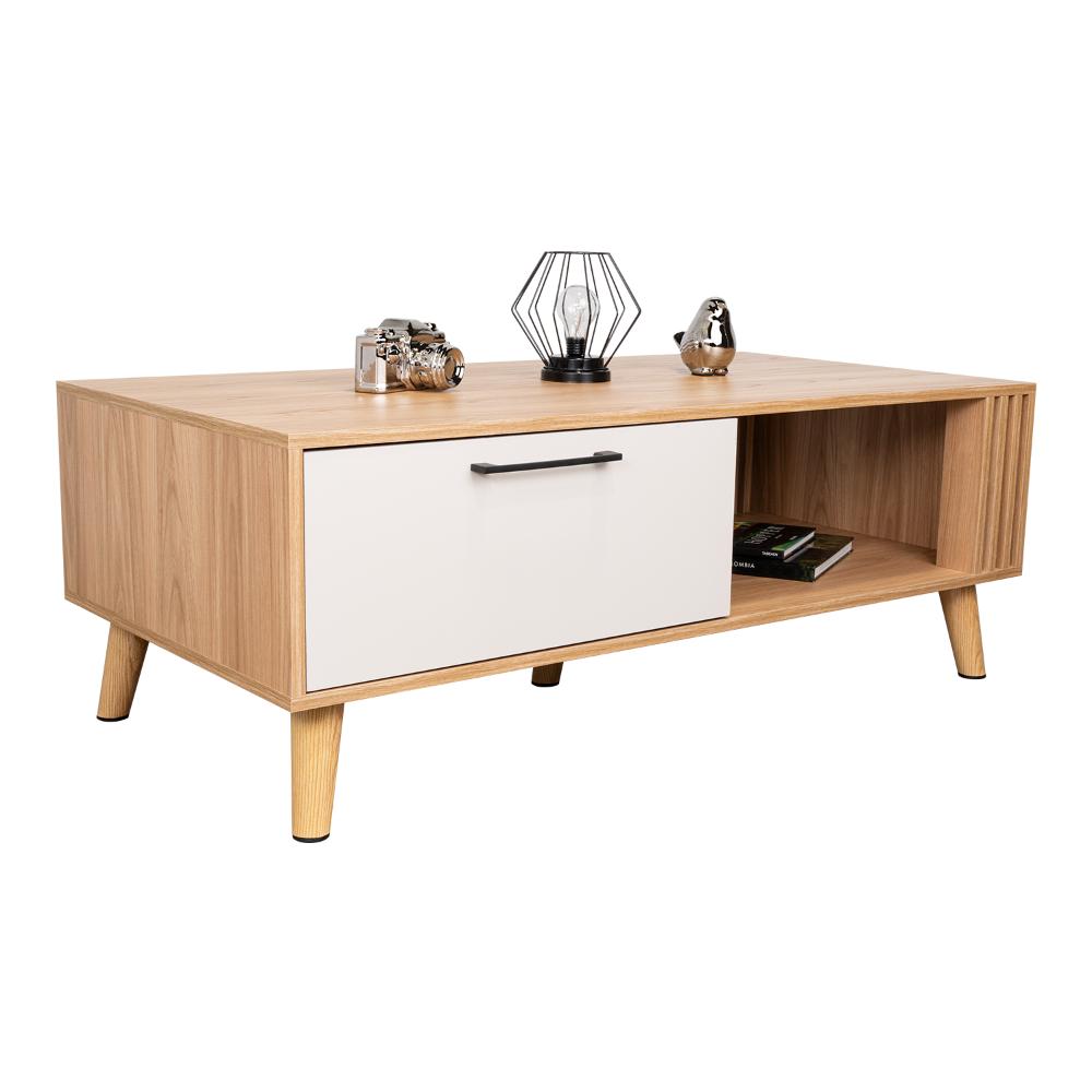 Mesa de Centro Vanez, Capri y Fresno Europeo, Fácil de Armar