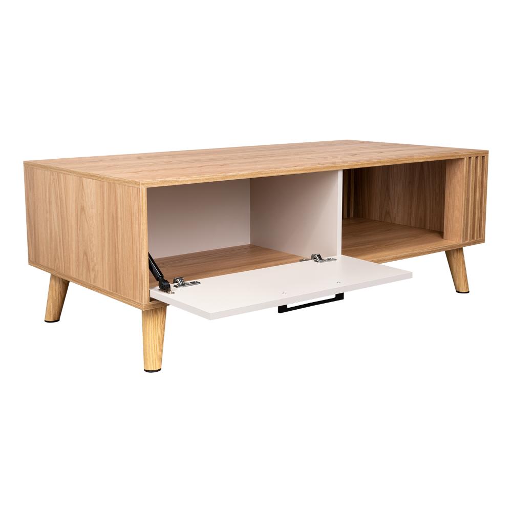 Mesa de Centro Vanez, Capri y Fresno Europeo, Fácil de Armar