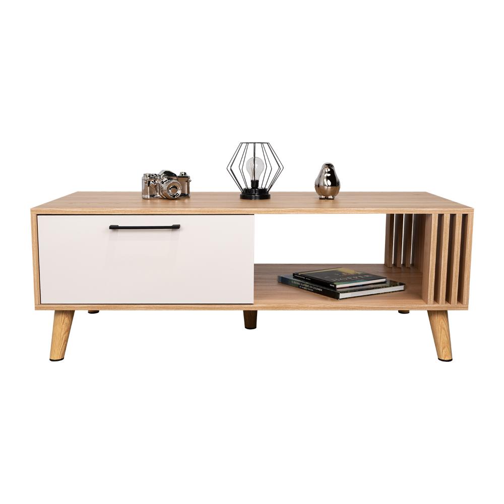 Mesa de Centro Vanez, Capri y Fresno Europeo, Fácil de Armar
