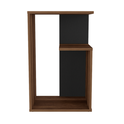 Mesa de Noche Evert, Cobre y Wengue, con diseño moderno y espacio para ubicar objetos